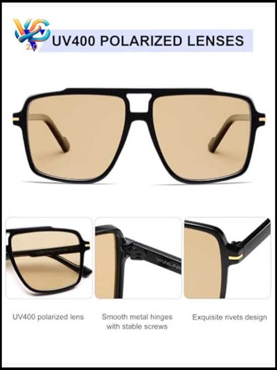 Polarized Oversized Aviator Sunglasses Retro Trendy UV400 Protection Unisex main image 6